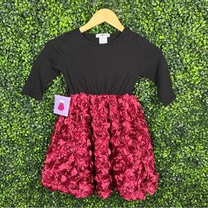 Nwt Joe-Ella Black and Red Floral Kids Dress‎ no belt